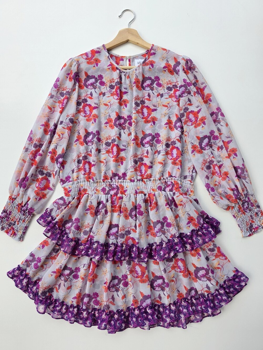 MISA‎ Los Angeles Camila Floral Long Sleeve Ruffle Mini Dress